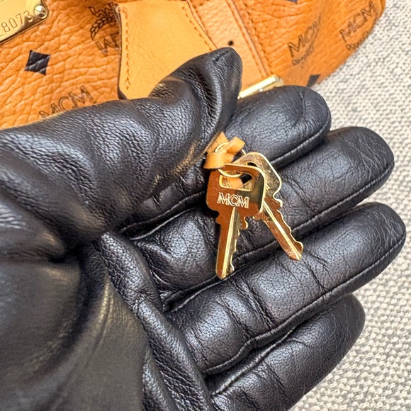 MCM Cognac Leather Satchel with Logo Details - Picture 10 of 11